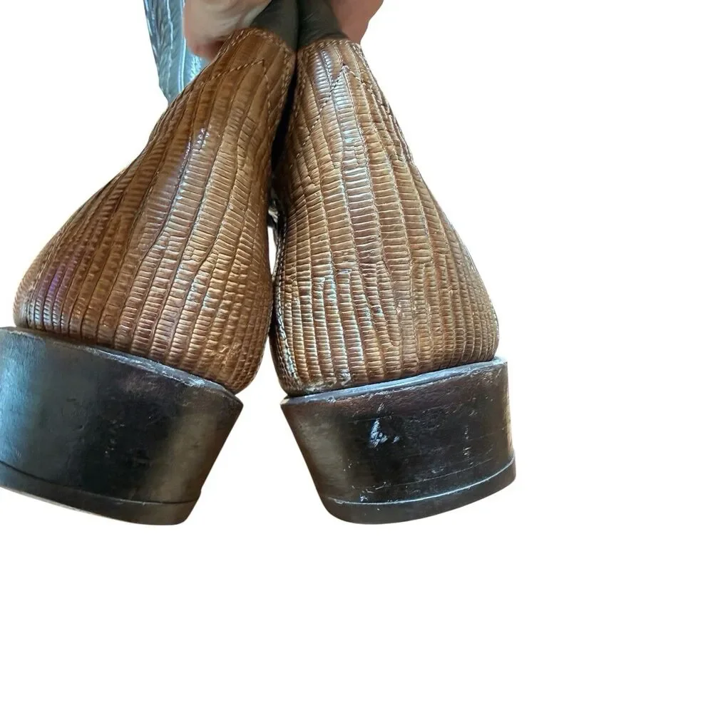 Vintage Tony Lama Exotic Cowboy Boots Mens Sz 10 D Style 8550 Gold Label USA